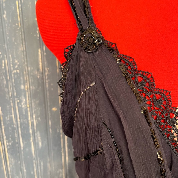 Free people navy blue beaded dress. EUC size small - Picture 5 of 9